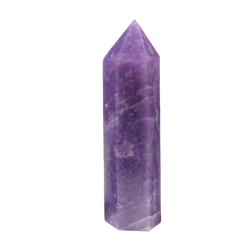 Lepidolite Single Pointed Hexagonal Prism Beads Ornament Handmade Craved Gemstone