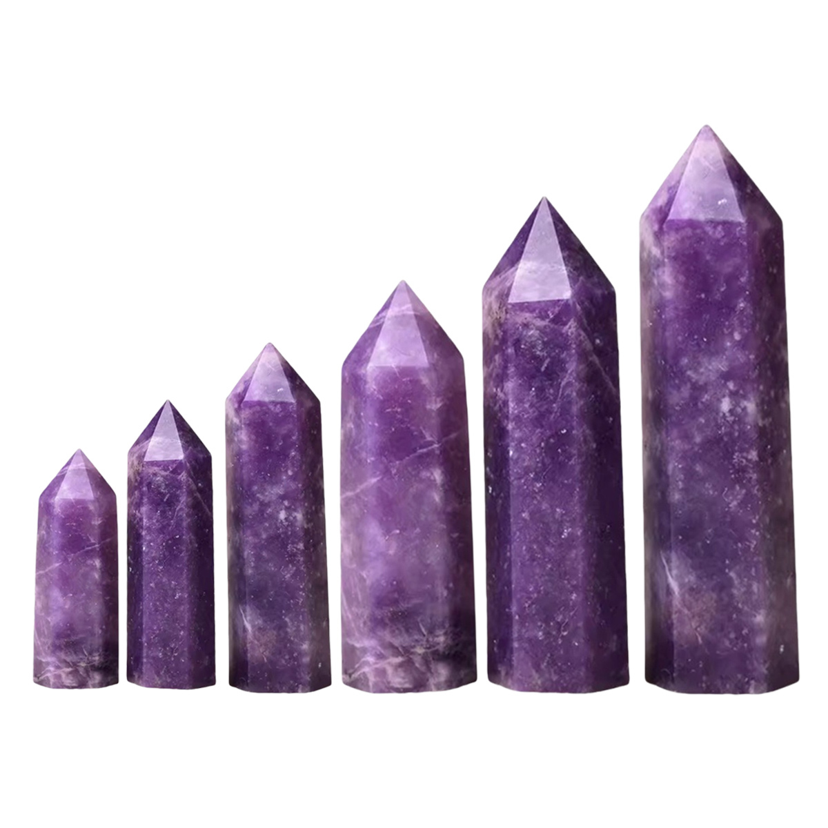 Lepidolite Single Pointed Hexagonal Prism Beads Ornament Handmade Craved Gemstone