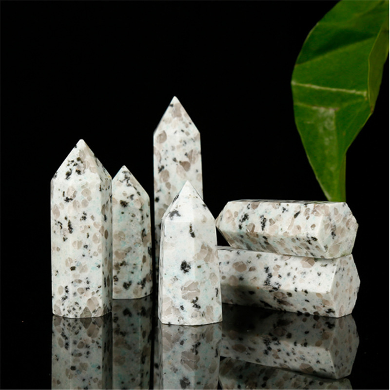 Kiwi Stone Single Pointed Hexagonal Prism Beads Ornament 206SP1492 Handmade Craved Gemstone