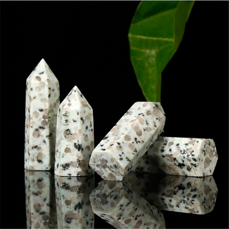 Kiwi Stone Single Pointed Hexagonal Prism Beads Ornament 206SP1492 Handmade Craved Gemstone