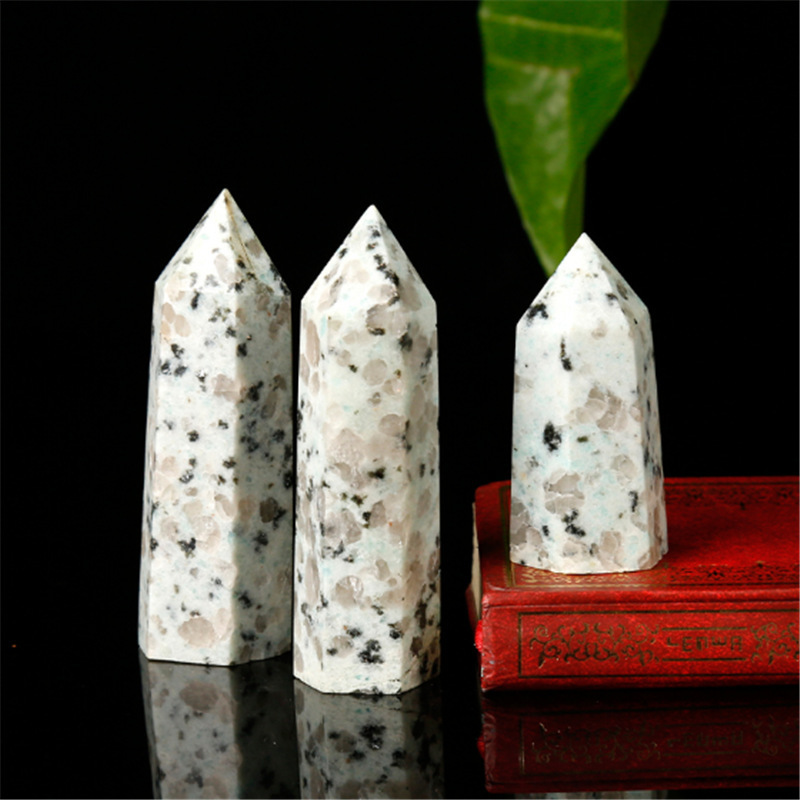 Kiwi Stone Single Pointed Hexagonal Prism Beads Ornament 206SP1492 Handmade Craved Gemstone