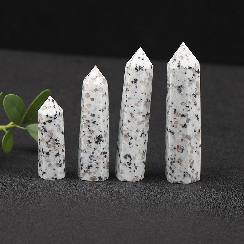 Kiwi Stone Single Pointed Hexagonal Prism Beads Ornament 206SP1492 Handmade Craved Gemstone