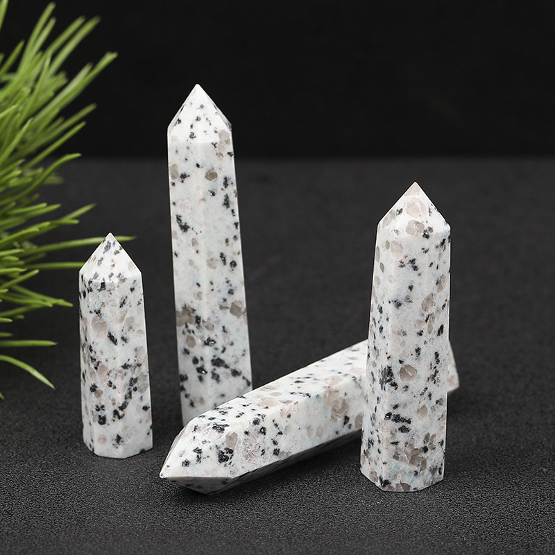 Kiwi Stone Single Pointed Hexagonal Prism Beads Ornament 206SP1492 Handmade Craved Gemstone