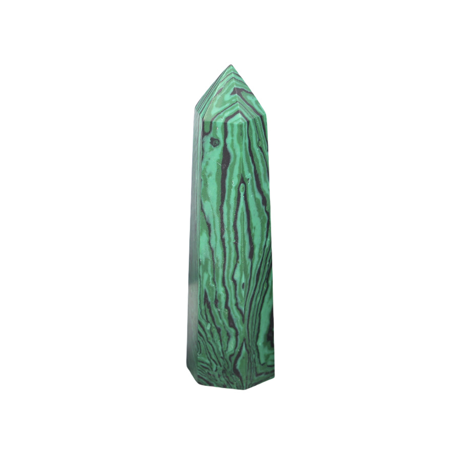 Syn.Malachite Single Pointed Hexagonal Prism Beads Ornament Handmade Craved Gemstone