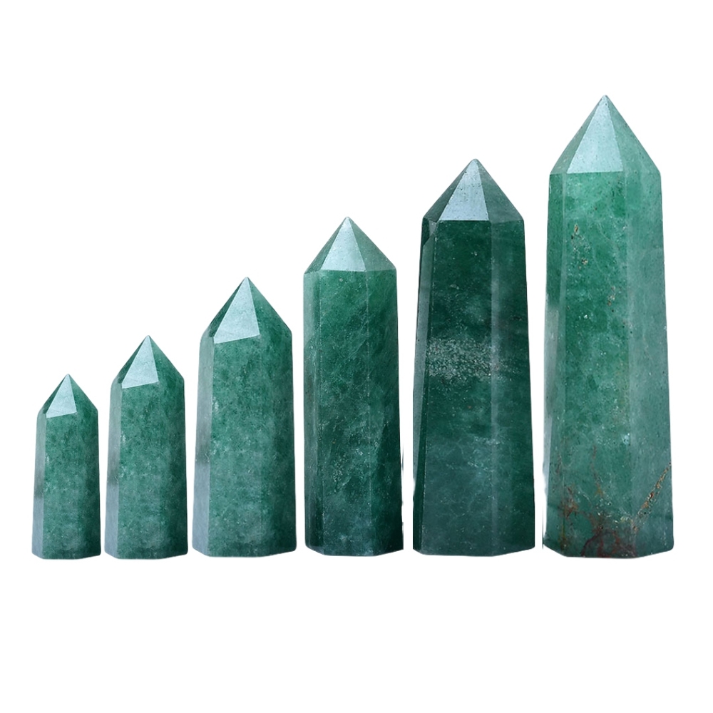 Green Strawberry Quartz Single Pointed Hexagonal Prism Beads Ornament Handmade Craved Gemstone