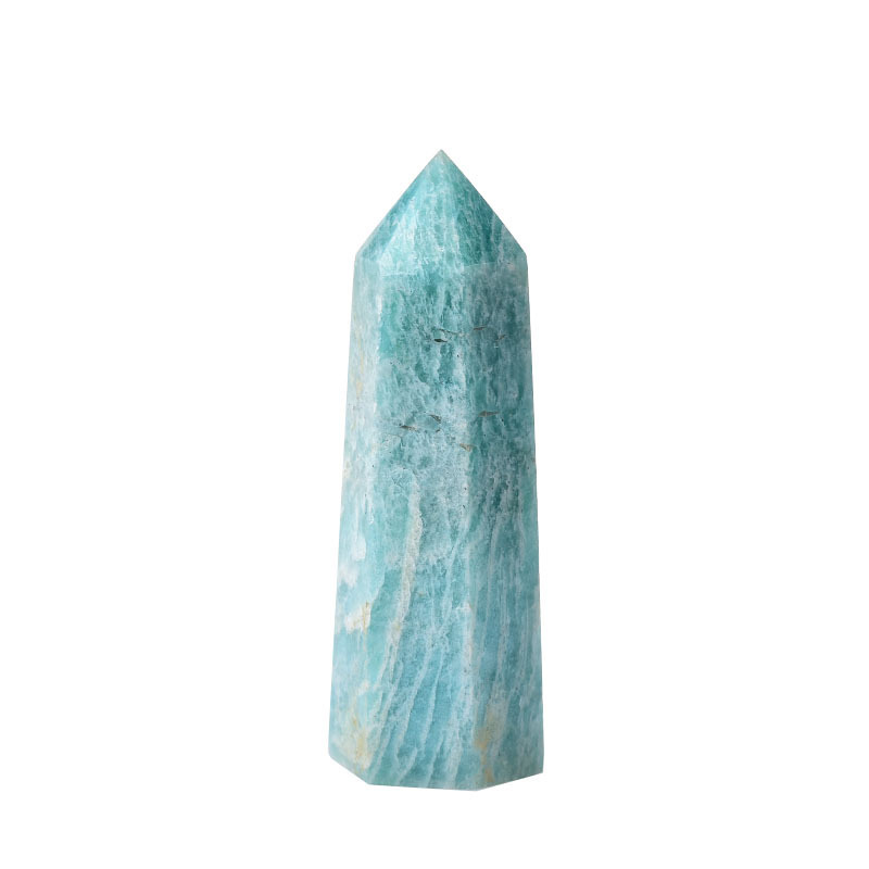 Amazonalite Single Pointed Hexagonal Prism Beads Ornament Handmade Craved Gemstone