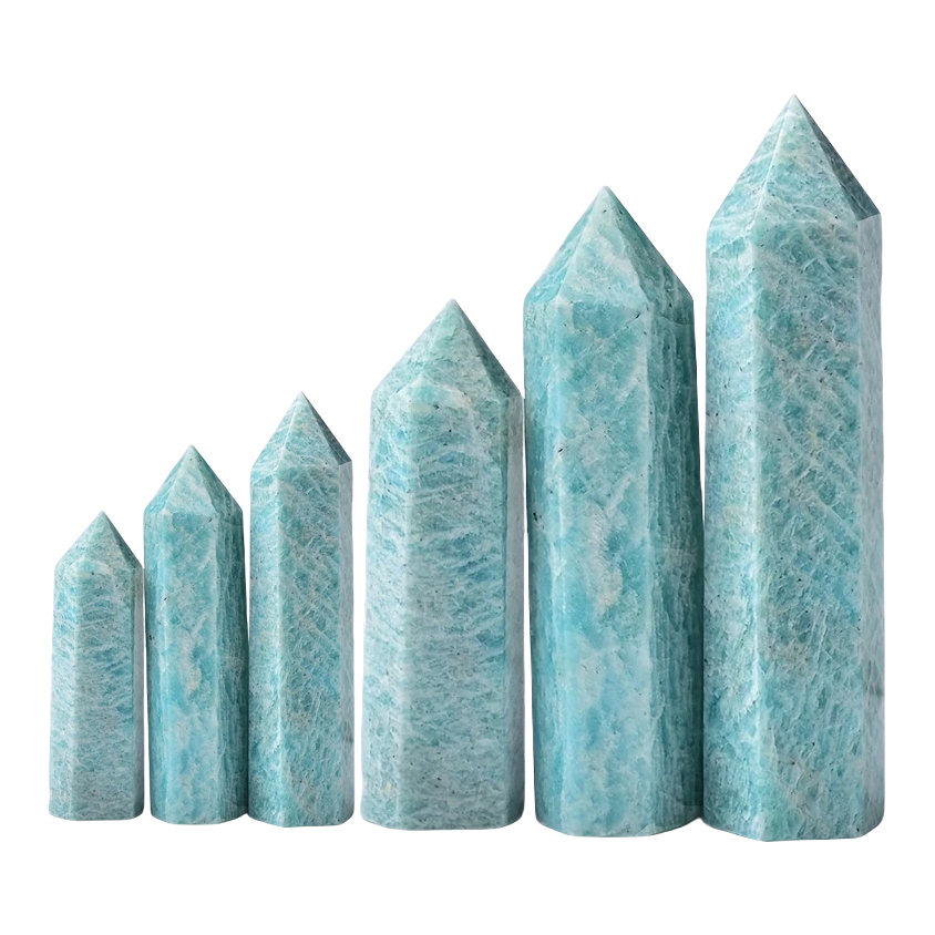 Amazonalite Single Pointed Hexagonal Prism Beads Ornament Handmade Craved Gemstone