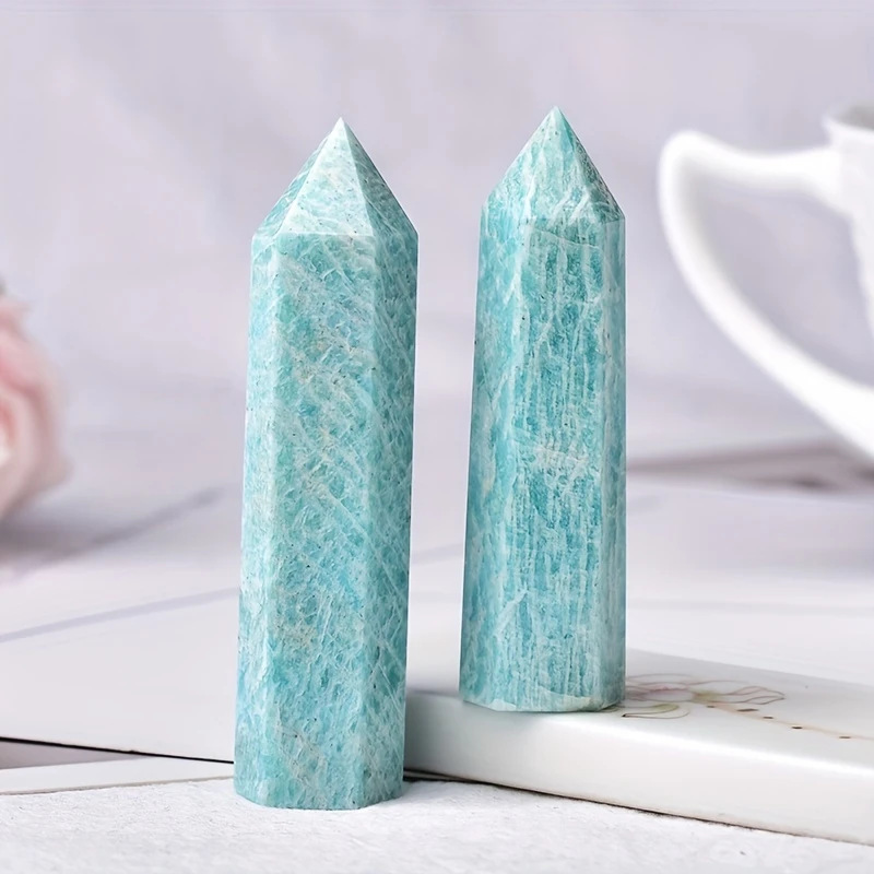 Amazonalite Single Pointed Hexagonal Prism Beads Ornament Handmade Craved Gemstone