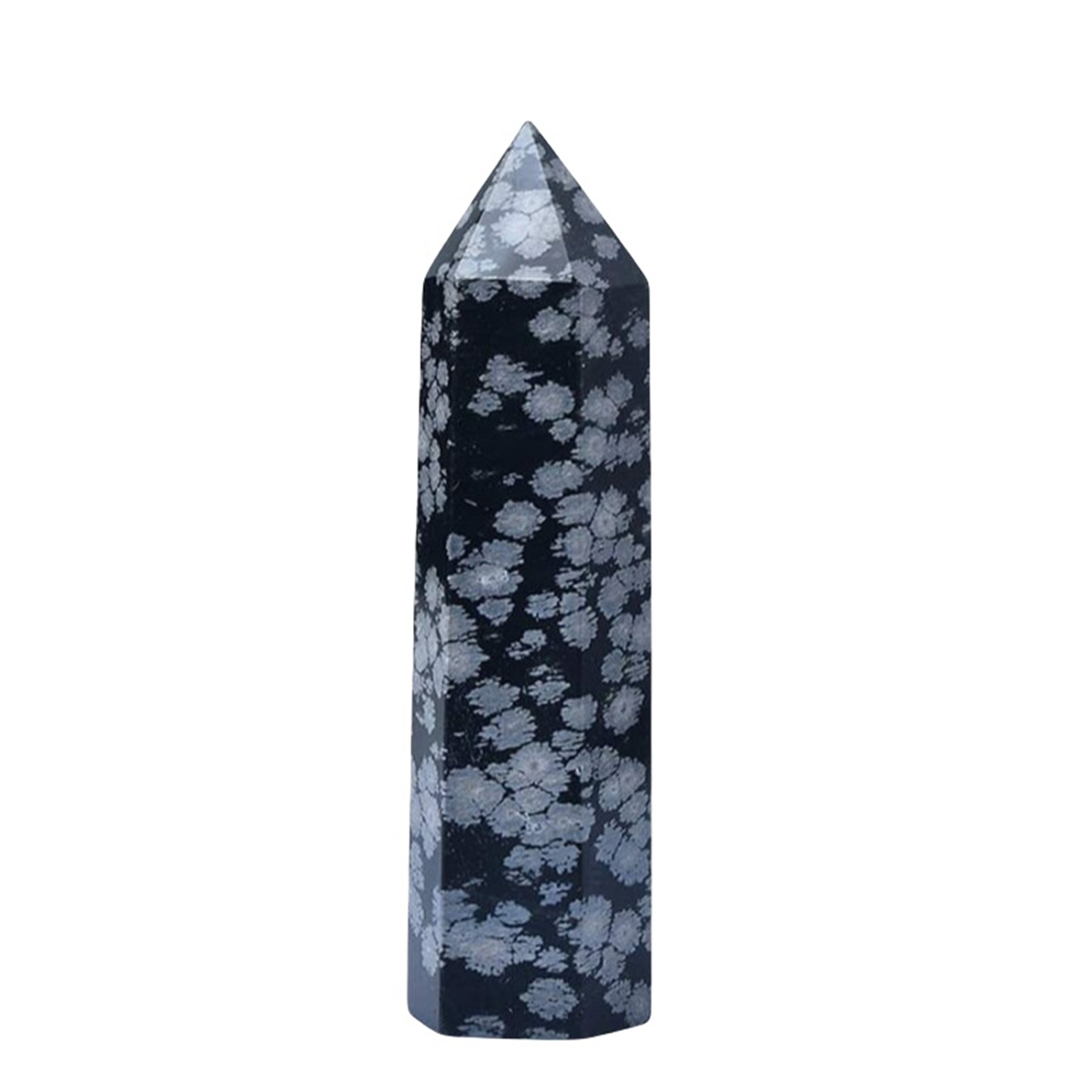 Snowflake Obsidian Single Pointed Hexagonal Prism Beads Ornament Handmade Craved Gemstone