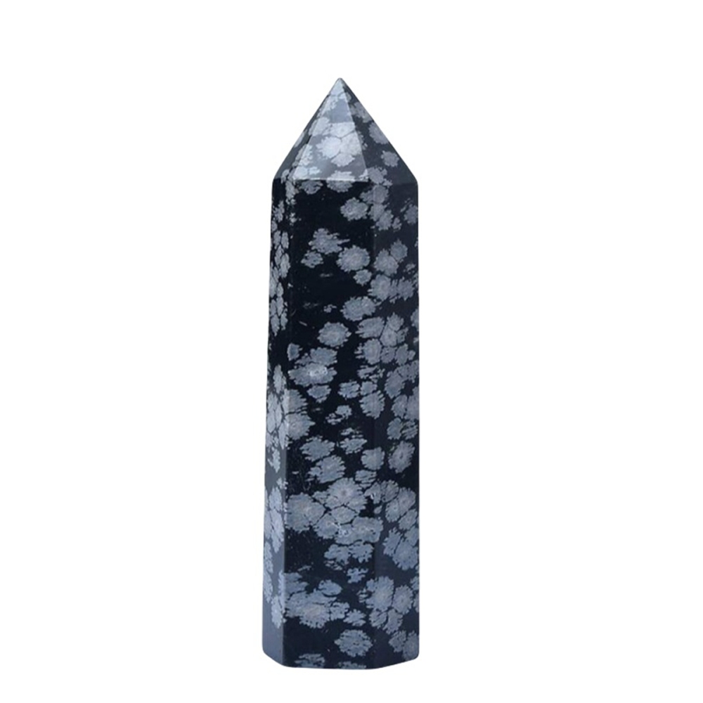 Snowflake Obsidian Single Pointed Hexagonal Prism Beads Ornament Handmade Craved Gemstone