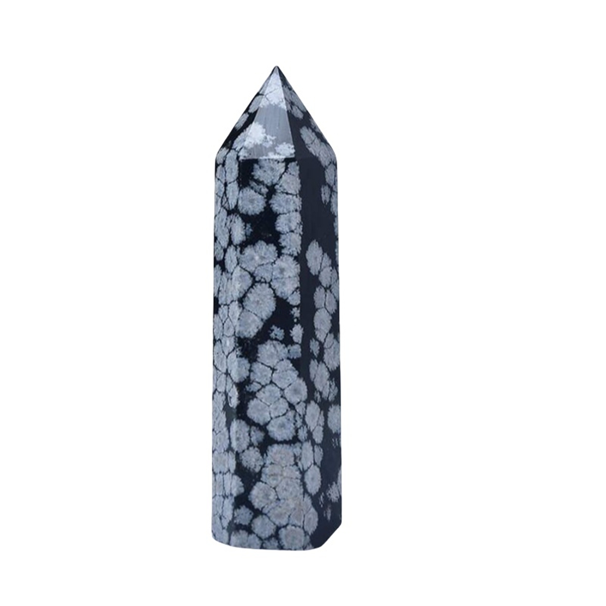 Snowflake Obsidian Single Pointed Hexagonal Prism Beads Ornament Handmade Craved Gemstone