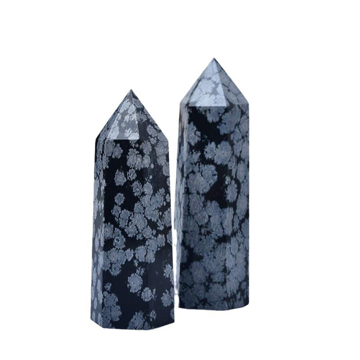 Snowflake Obsidian Single Pointed Hexagonal Prism Beads Ornament Handmade Craved Gemstone