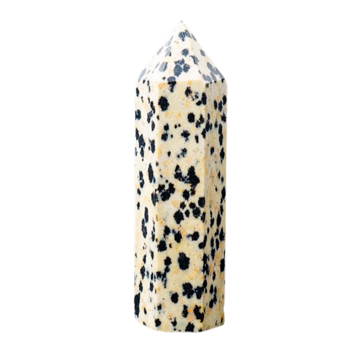 Dalmation Jasper Single Pointed Hexagonal Prism Beads Ornament Handmade Craved Gemstone