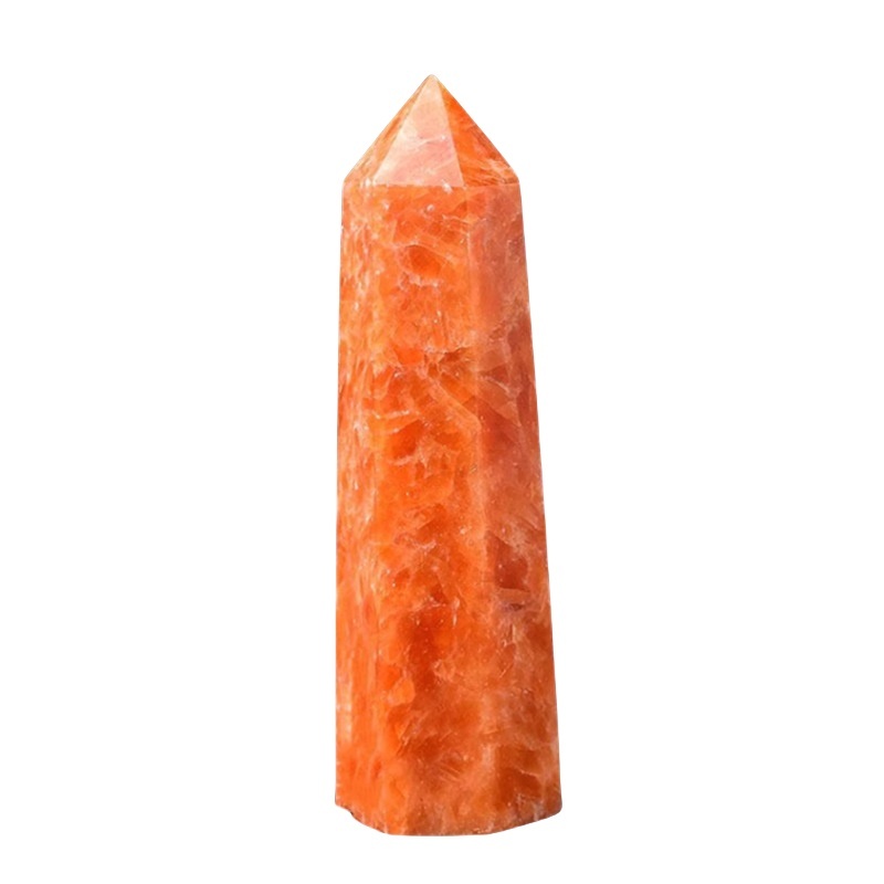 Sunstone Single Pointed Hexagonal Prism Beads Ornament Handmade Craved Gemstone