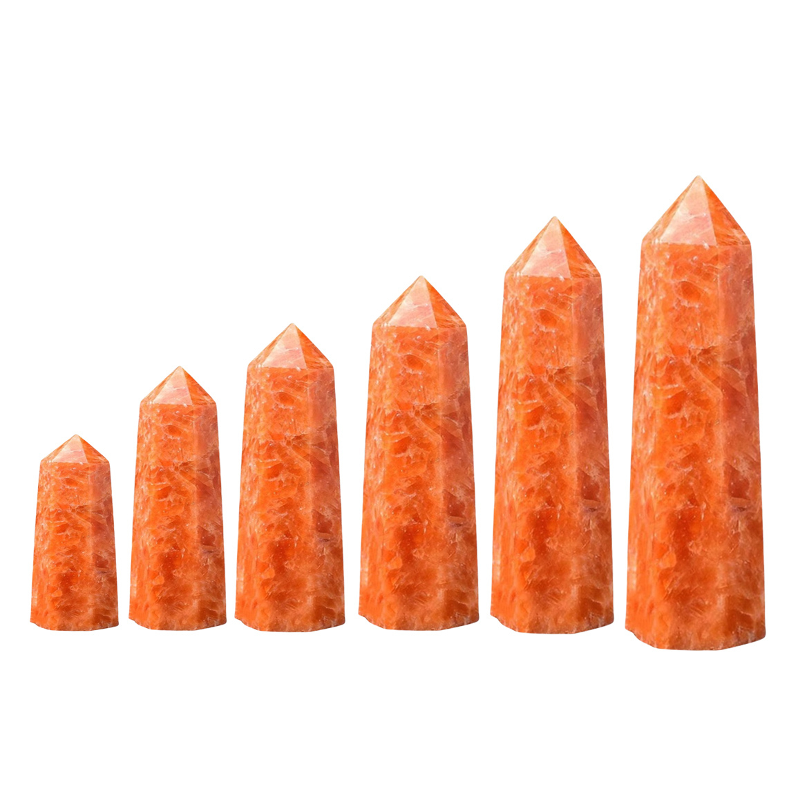 Sunstone Single Pointed Hexagonal Prism Beads Ornament Handmade Craved Gemstone