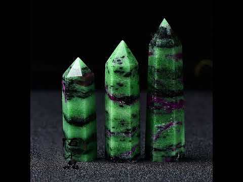 Ruby Zoisite Single Pointed Hexagonal Prism Beads Ornament Handmade Craved Gemstone