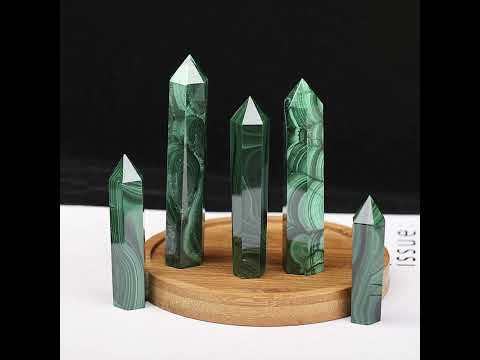 Natural Malachite Single Pointed Hexagonal Prism Beads Ornament Handmade Craved Gemstone
