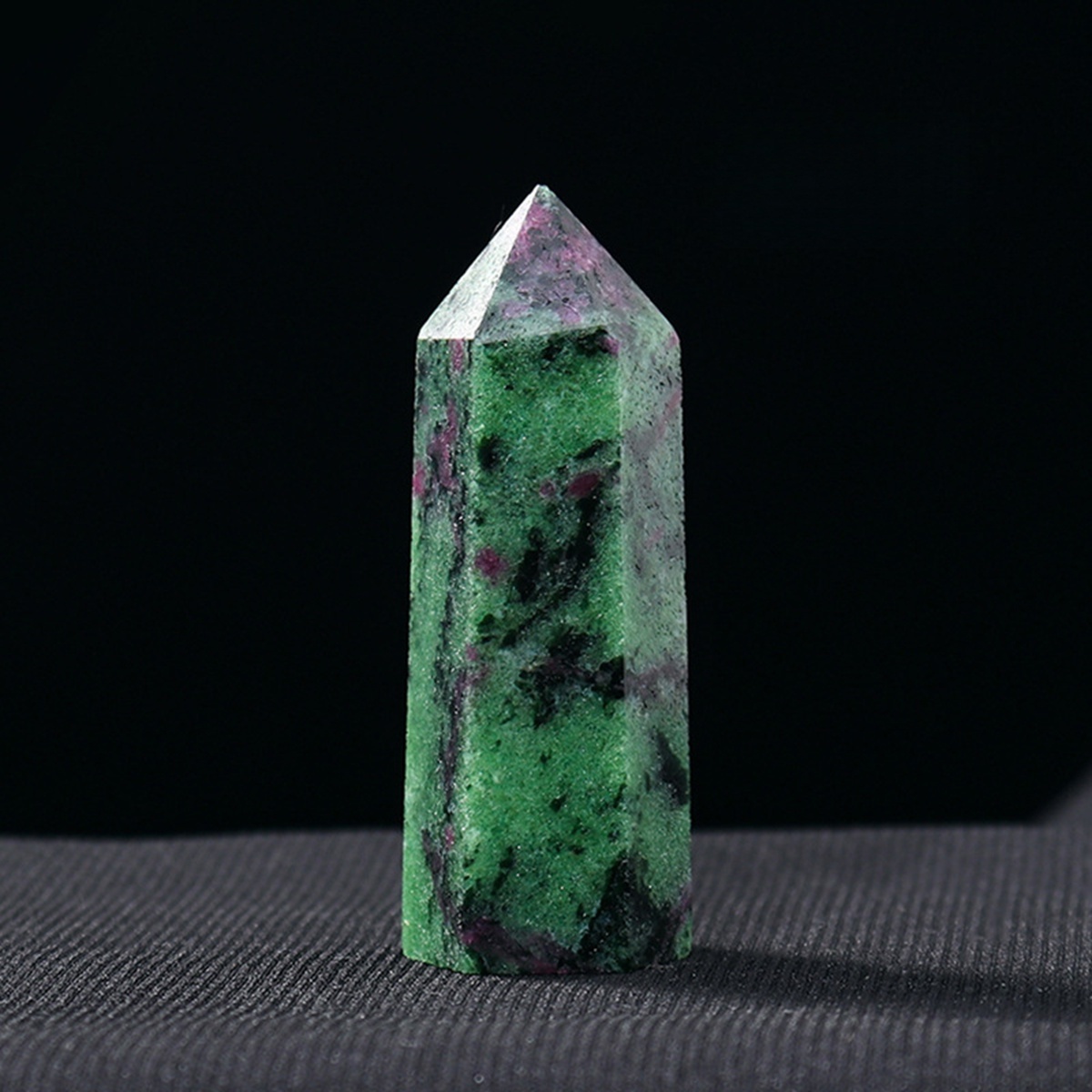 Ruby Zoisite Single Pointed Hexagonal Prism Beads Ornament Handmade Craved Gemstone