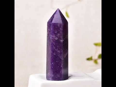 Lepidolite Single Pointed Hexagonal Prism Beads Ornament Handmade Craved Gemstone