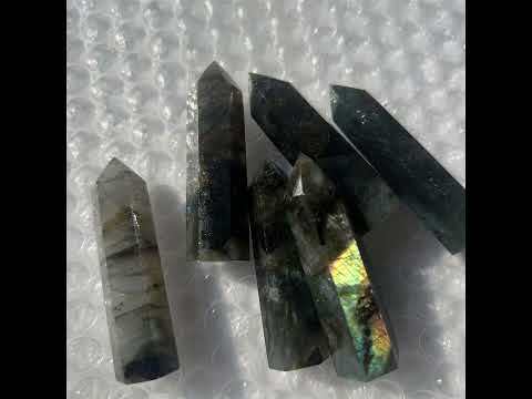 Labradorite Single Pointed Hexagonal Prism Beads Ornament Handmade Craved Gemstone