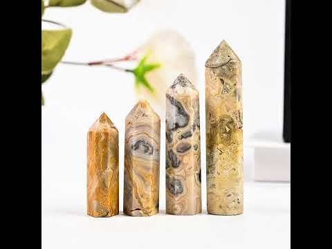 Crazy Agate Single Pointed Hexagonal Prism Beads Ornament 206SP1492 Handmade Craved Gemstone