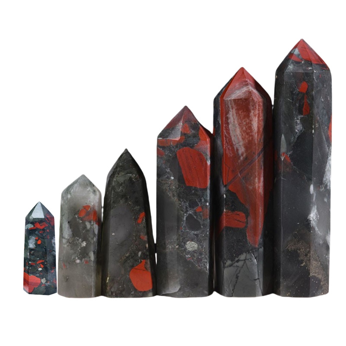 African Bloodstone  Single Pointed Hexagonal Prism Beads Ornament 206SP1492 Handmade Craved Gemstone