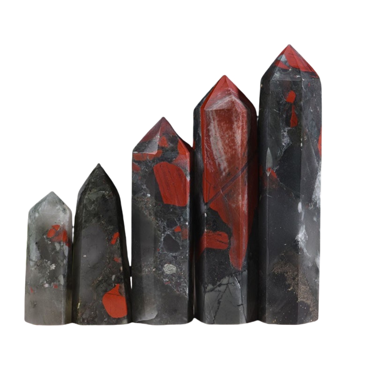 African Bloodstone  Single Pointed Hexagonal Prism Beads Ornament 206SP1492 Handmade Craved Gemstone