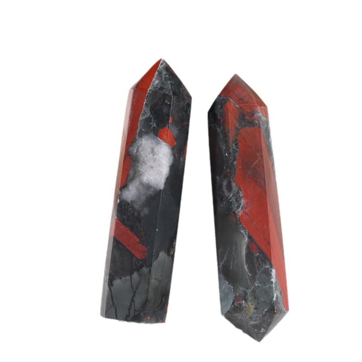 African Bloodstone  Single Pointed Hexagonal Prism Beads Ornament 206SP1492 Handmade Craved Gemstone