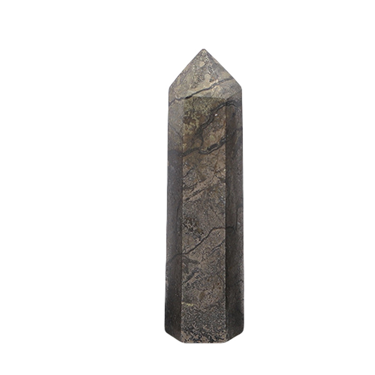 Pyrite  Single Pointed Hexagonal Prism Beads Ornament 206SP1492 Handmade Craved Gemstone
