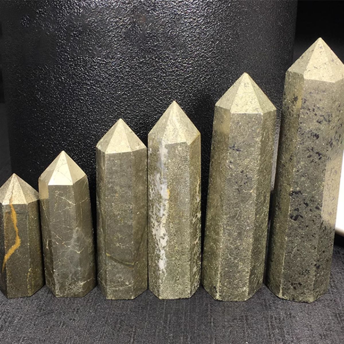 Pyrite  Single Pointed Hexagonal Prism Beads Ornament 206SP1492 Handmade Craved Gemstone