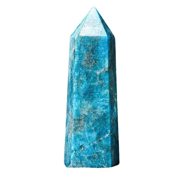 Blue Apatite Single Pointed Hexagonal Prism Beads Ornament 206SP1492 Handmade Craved Gemstone