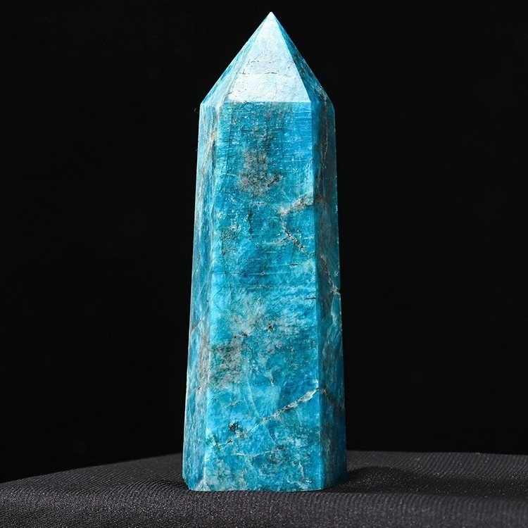 Blue Apatite Single Pointed Hexagonal Prism Beads Ornament 206SP1492 Handmade Craved Gemstone