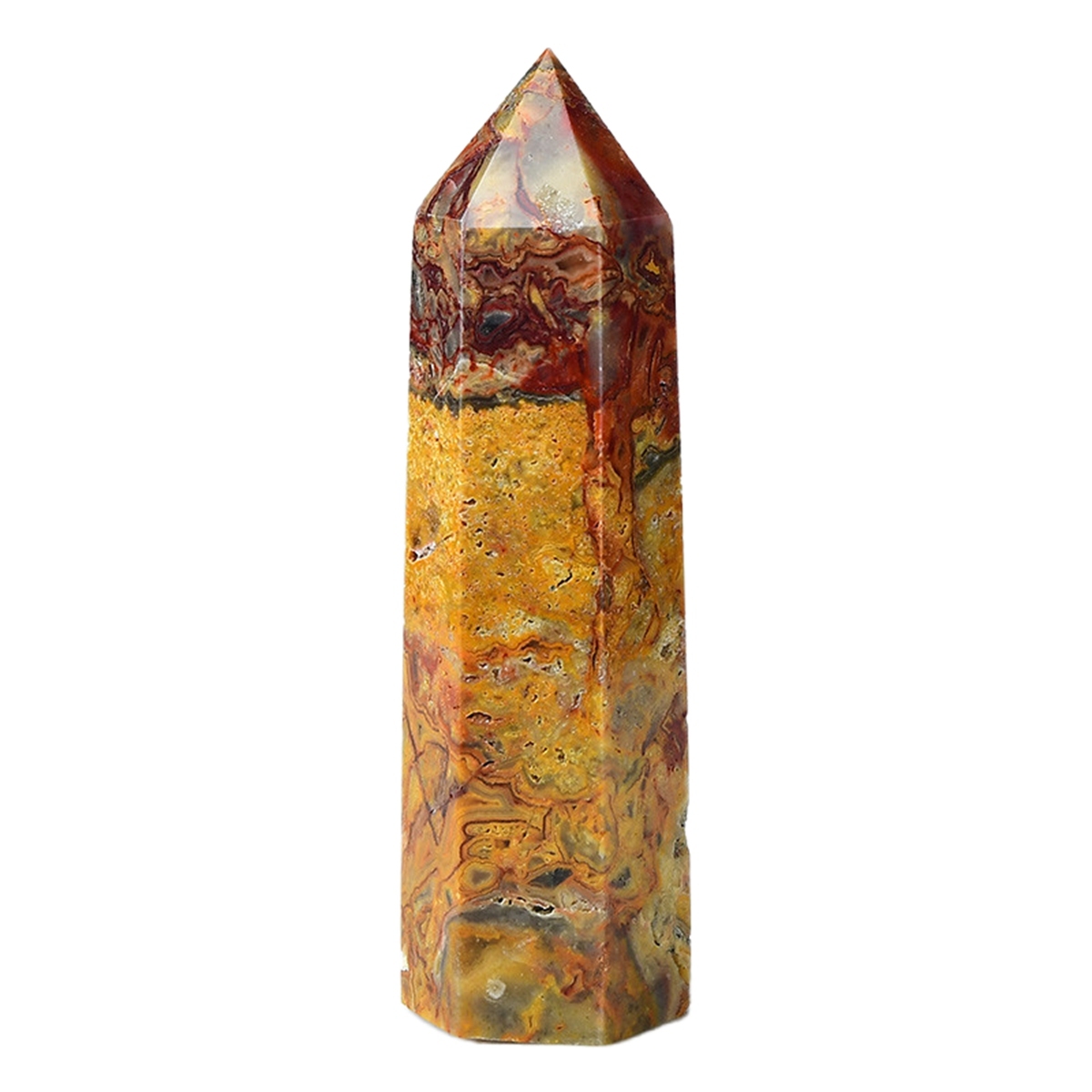 Crazy Agate Single Pointed Hexagonal Prism Beads Ornament 206SP1492 Handmade Craved Gemstone