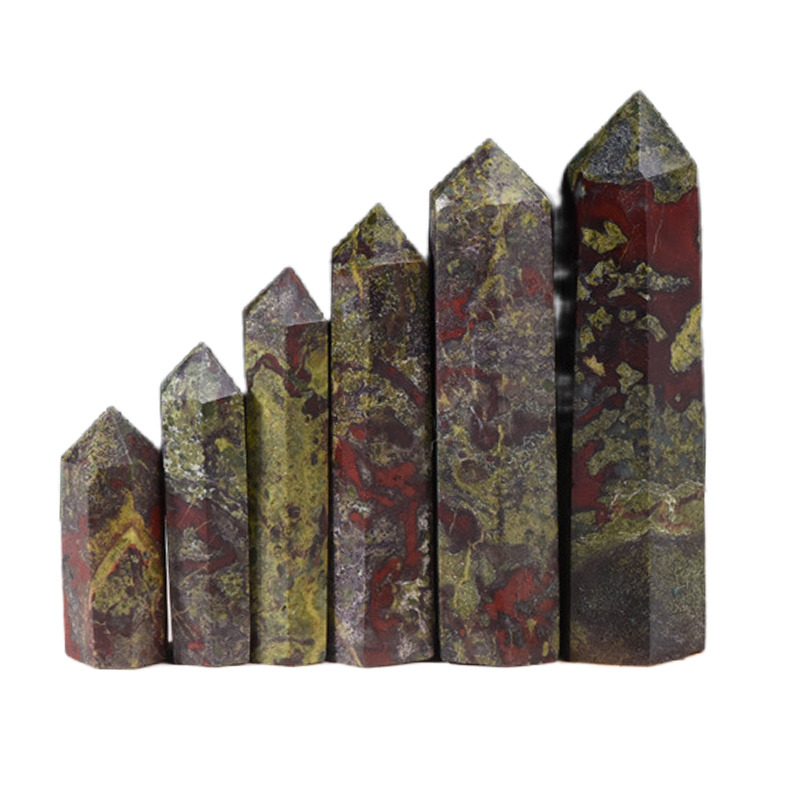 Dragon Blood Stone  Single Pointed Hexagonal Prism Beads Ornament 206SP1492 Handmade Craved Gemstone