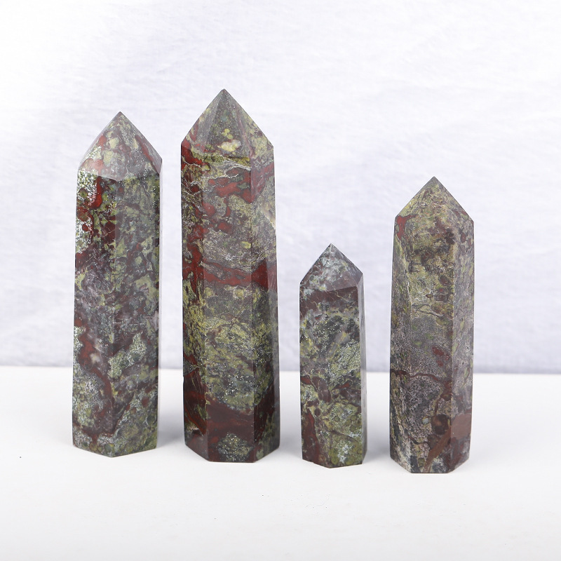 Dragon Blood Stone  Single Pointed Hexagonal Prism Beads Ornament 206SP1492 Handmade Craved Gemstone