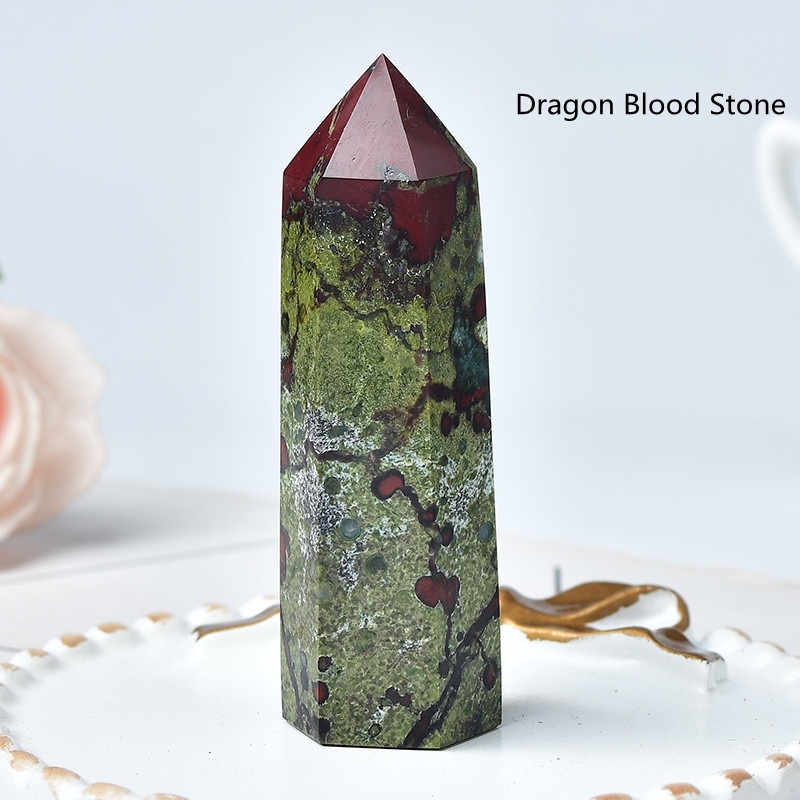 Dragon Blood Stone  Single Pointed Hexagonal Prism Beads Ornament 206SP1492 Handmade Craved Gemstone
