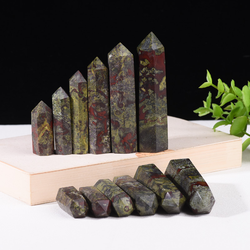 Dragon Blood Stone  Single Pointed Hexagonal Prism Beads Ornament 206SP1492 Handmade Craved Gemstone