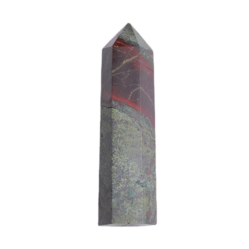 Dragon Blood Stone  Single Pointed Hexagonal Prism Beads Ornament 206SP1492 Handmade Craved Gemstone