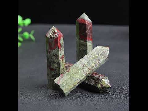 Dragon Blood Stone  Single Pointed Hexagonal Prism Beads Ornament 206SP1492 Handmade Craved Gemstone