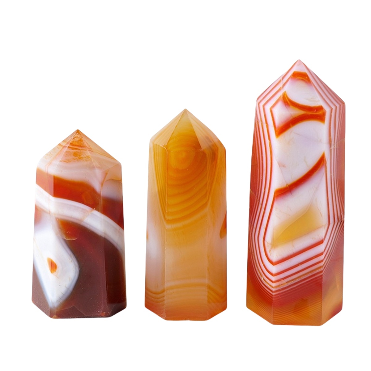 Striped Red Agate Single Pointed Hexagonal Prism Beads Ornament