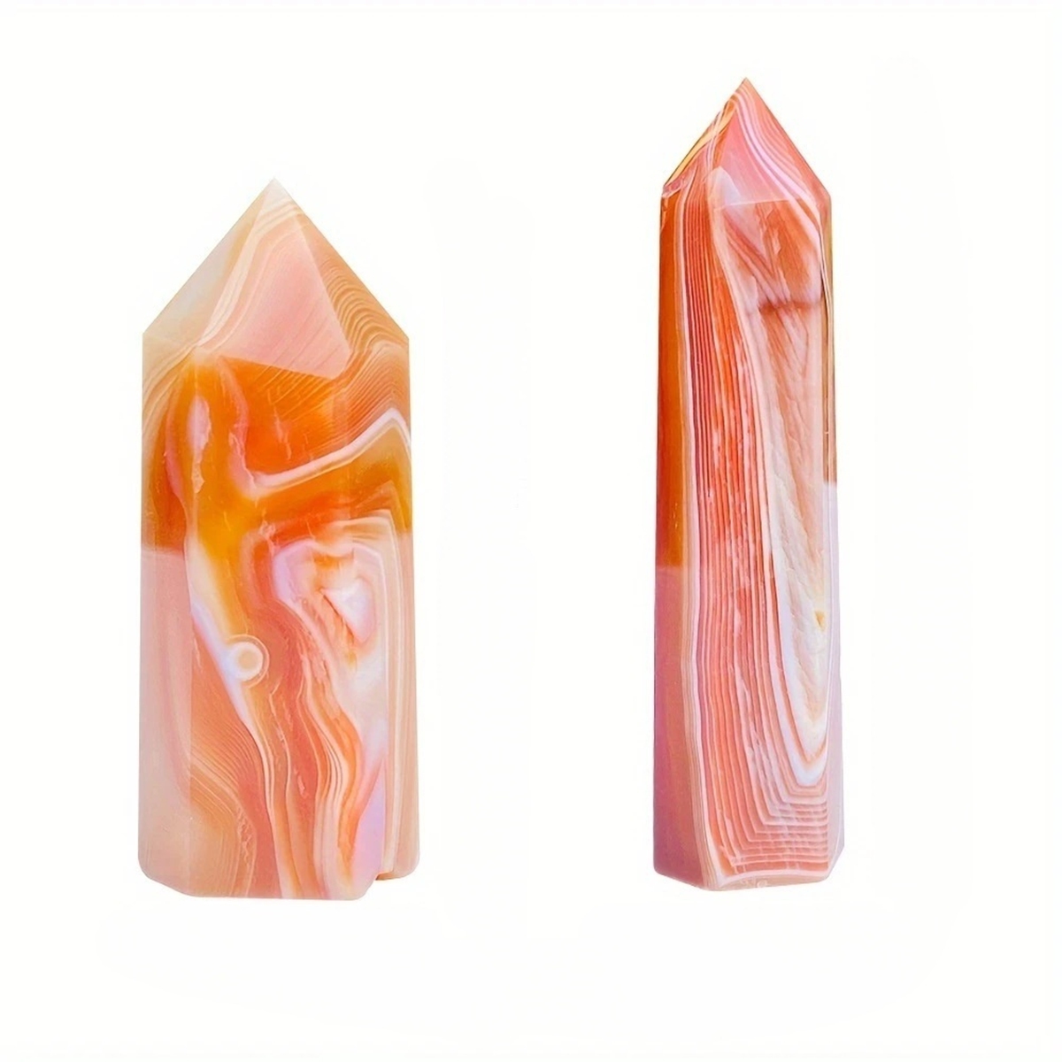 Striped Red Agate Single Pointed Hexagonal Prism Beads Ornament