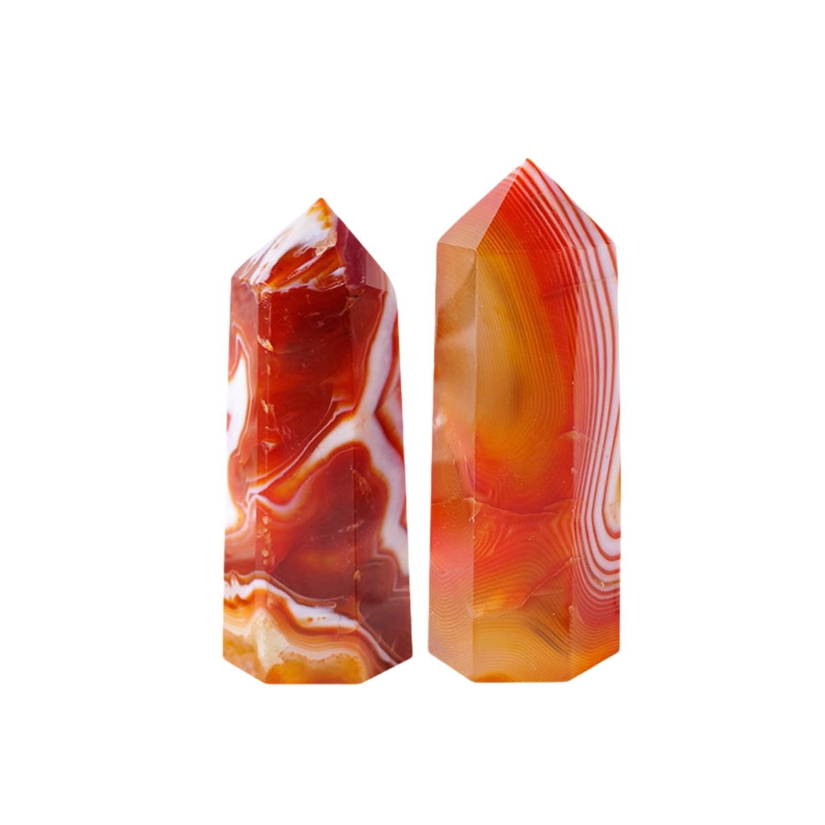 Striped Red Agate Single Pointed Hexagonal Prism Beads Ornament