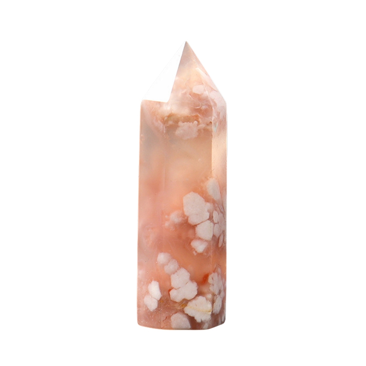 Sakura Agate Single Pointed Hexagonal Prism Beads Ornament