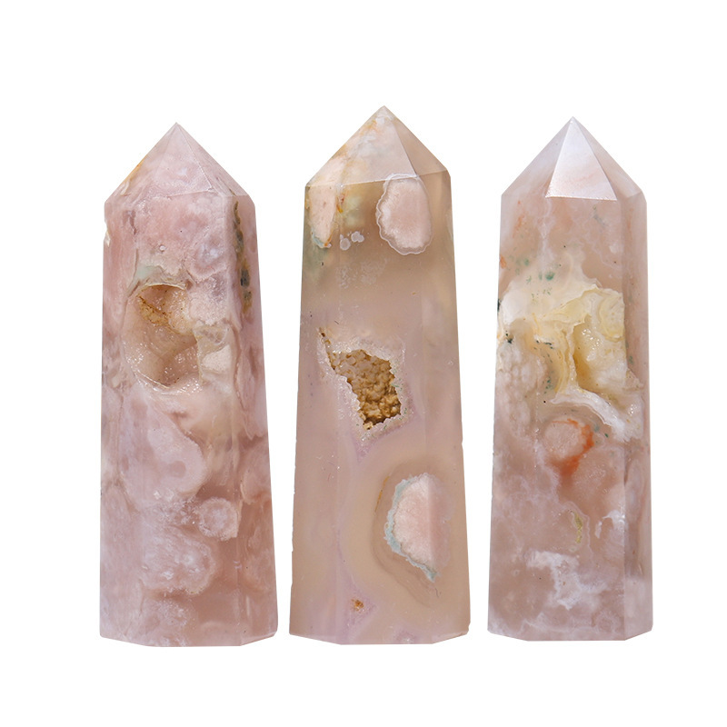 Sakura Agate Single Pointed Hexagonal Prism Beads Ornament