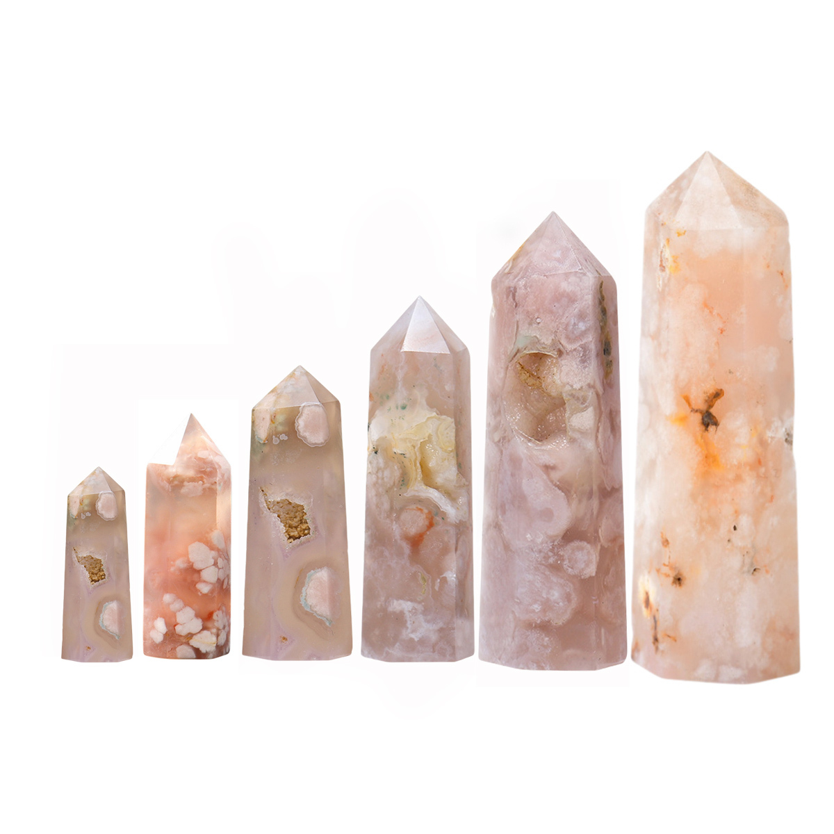 Sakura Agate Single Pointed Hexagonal Prism Beads Ornament