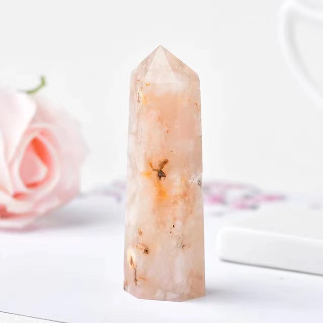 Sakura Agate Single Pointed Hexagonal Prism Beads Ornament