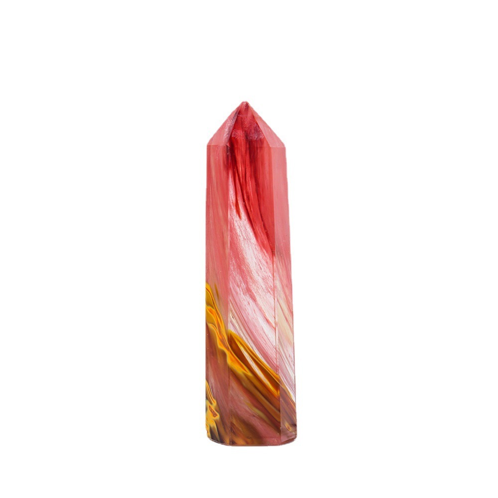 Fire Cherry Quartz Single Pointed Hexagonal Prism Beads Ornament