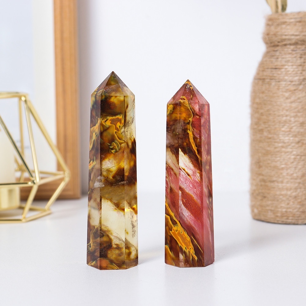 Fire Cherry Quartz Single Pointed Hexagonal Prism Beads Ornament