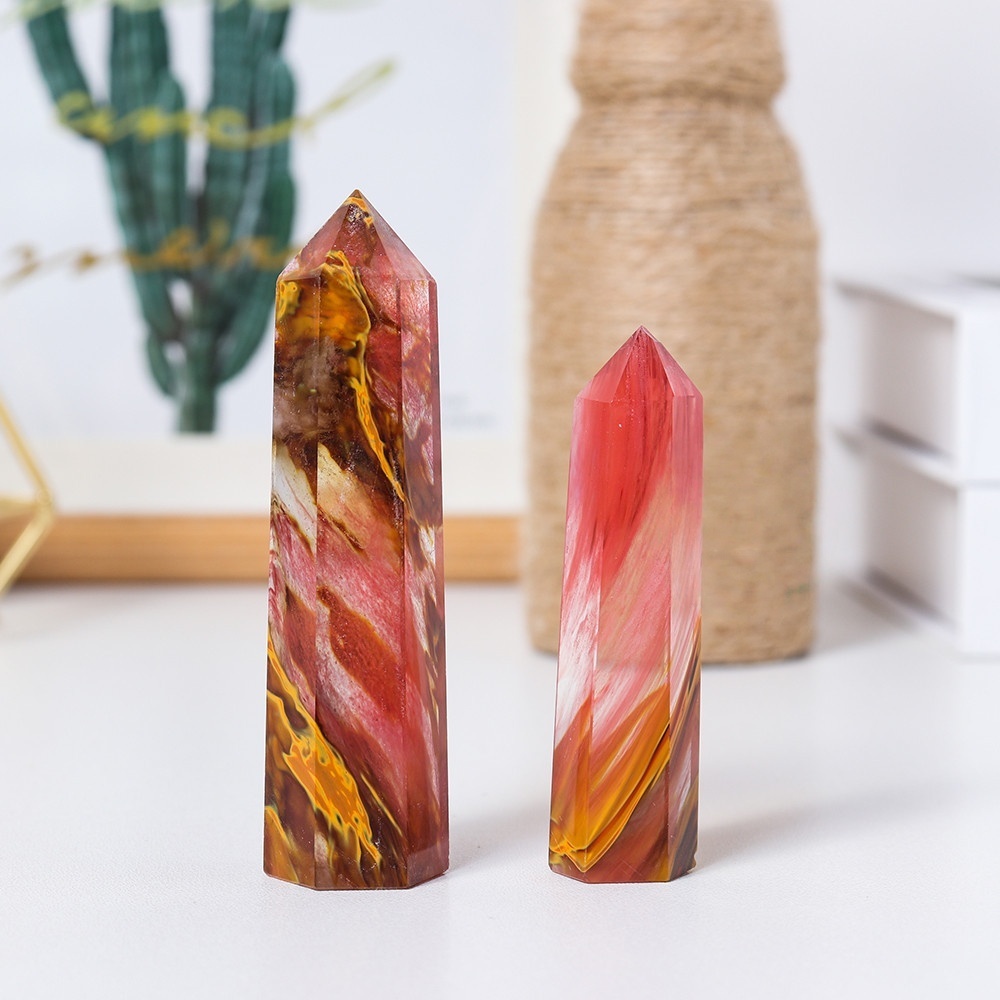 Fire Cherry Quartz Single Pointed Hexagonal Prism Beads Ornament
