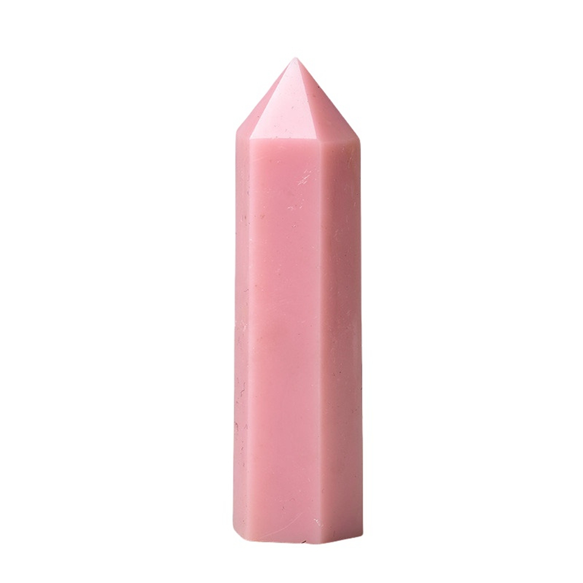Pink Opal Single Pointed Hexagonal Prism Beads Ornament